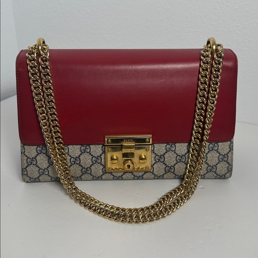 💯Authentic Gucci Padlock GG Supreme chain shoulder bag🍀